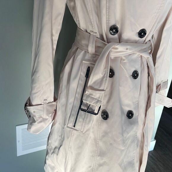 London Fog Belted Bonded Satin Trench Coat-pink - Picture 2 of 6